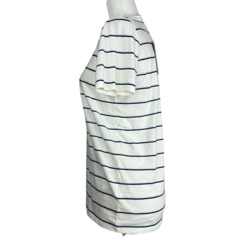 Everlane Organic Cotton Striped Crew T-Shirt White Blue Black M F-T-OCTN-CR-SS - Picture 3 of 12